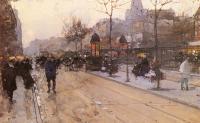 Loir, Luigi - A Parisian Street Scene with Sacre Coeur in the distance